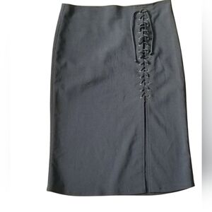 🇨🇦 Vintage 90s Le Château Black Pencil Corset Midi Skirt Size Medium